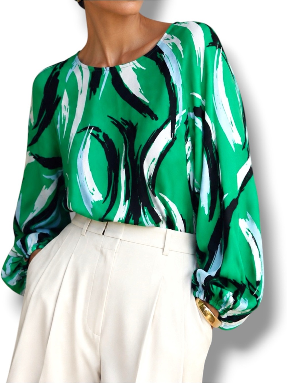 Essentiel Antwerp Abstract Print Long Sleeve Blouse US 2 EU 34